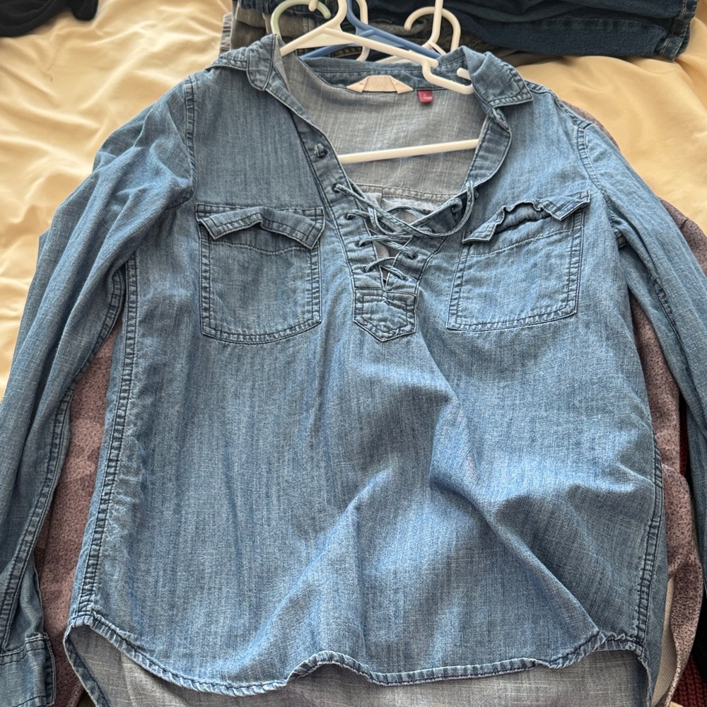 SO Women's Blue Denim Blouse